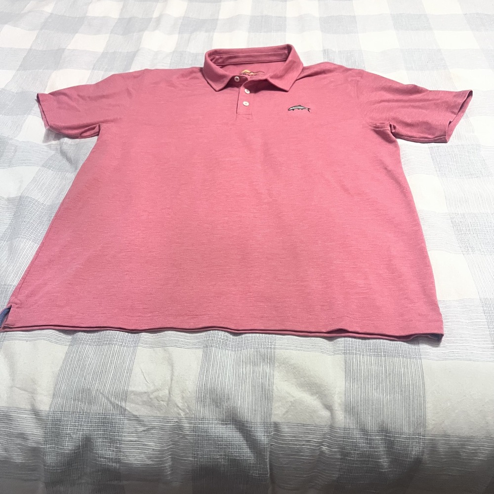 ORVIS Mens Coral Pink Polo Size L Short Sleeve Cotton Adult Shirt
